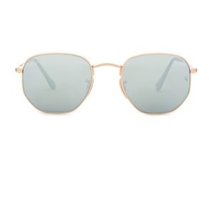Ray-Ban Hexagonal Flat in Gold & Silver Flash Sunglasses